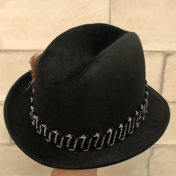 Bonar Phelps black men’s dress hat fedora 10x short brim gray feather elk red - Picture 11 of 14